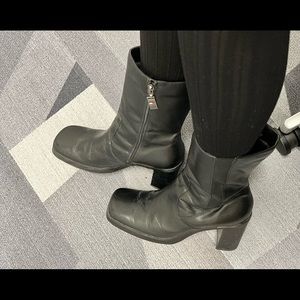 Tommy Hilfiger Leather Mid Calf Boots black SZ 10m